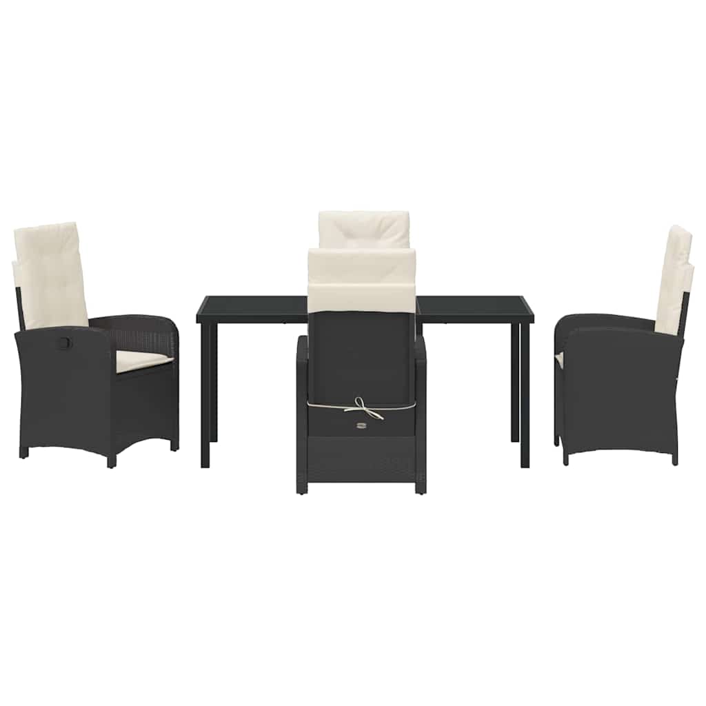 Set da Pranzo per Giardino 5 pcs Nero polyrattan - homemem39