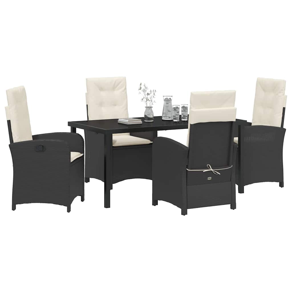 Set da Pranzo per Giardino 5 pcs Nero polyrattan - homemem39