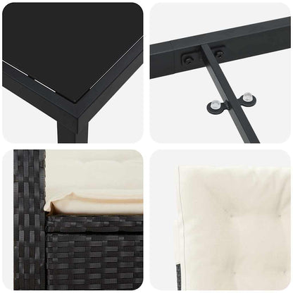 Set da Pranzo per Giardino 7 pcs Nero polyrattan - homemem39