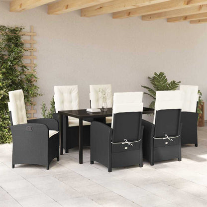 Set da Pranzo per Giardino 7 pcs Nero polyrattan - homemem39