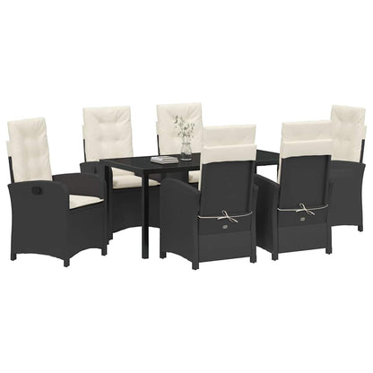 Set da Pranzo per Giardino 7 pcs Nero polyrattan - homemem39