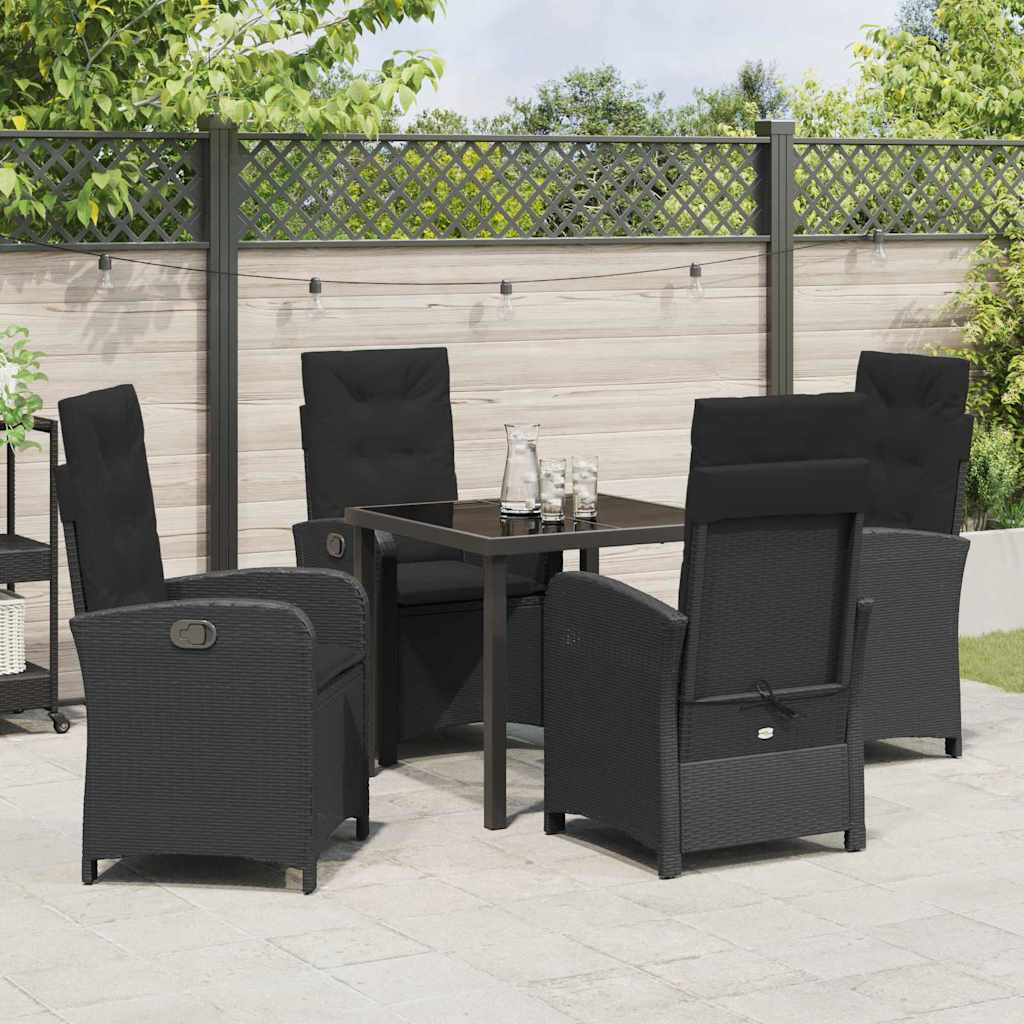 Set da Pranzo per Giardino 5 pcs Nero polyrattan - homemem39