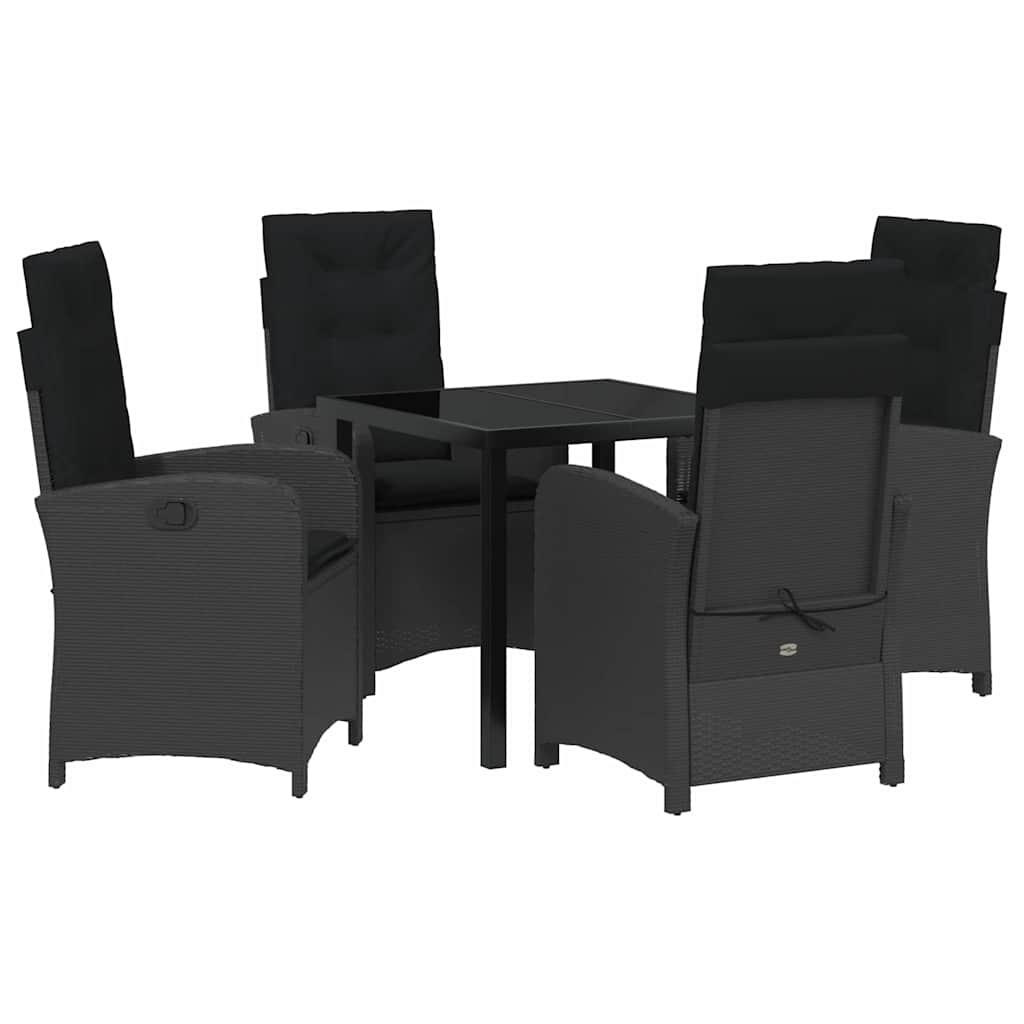 Set da Pranzo per Giardino 5 pcs Nero polyrattan - homemem39