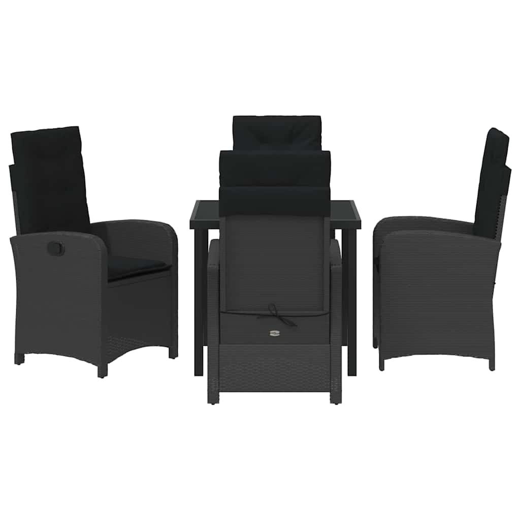 Set da Pranzo per Giardino 5 pcs Nero polyrattan - homemem39