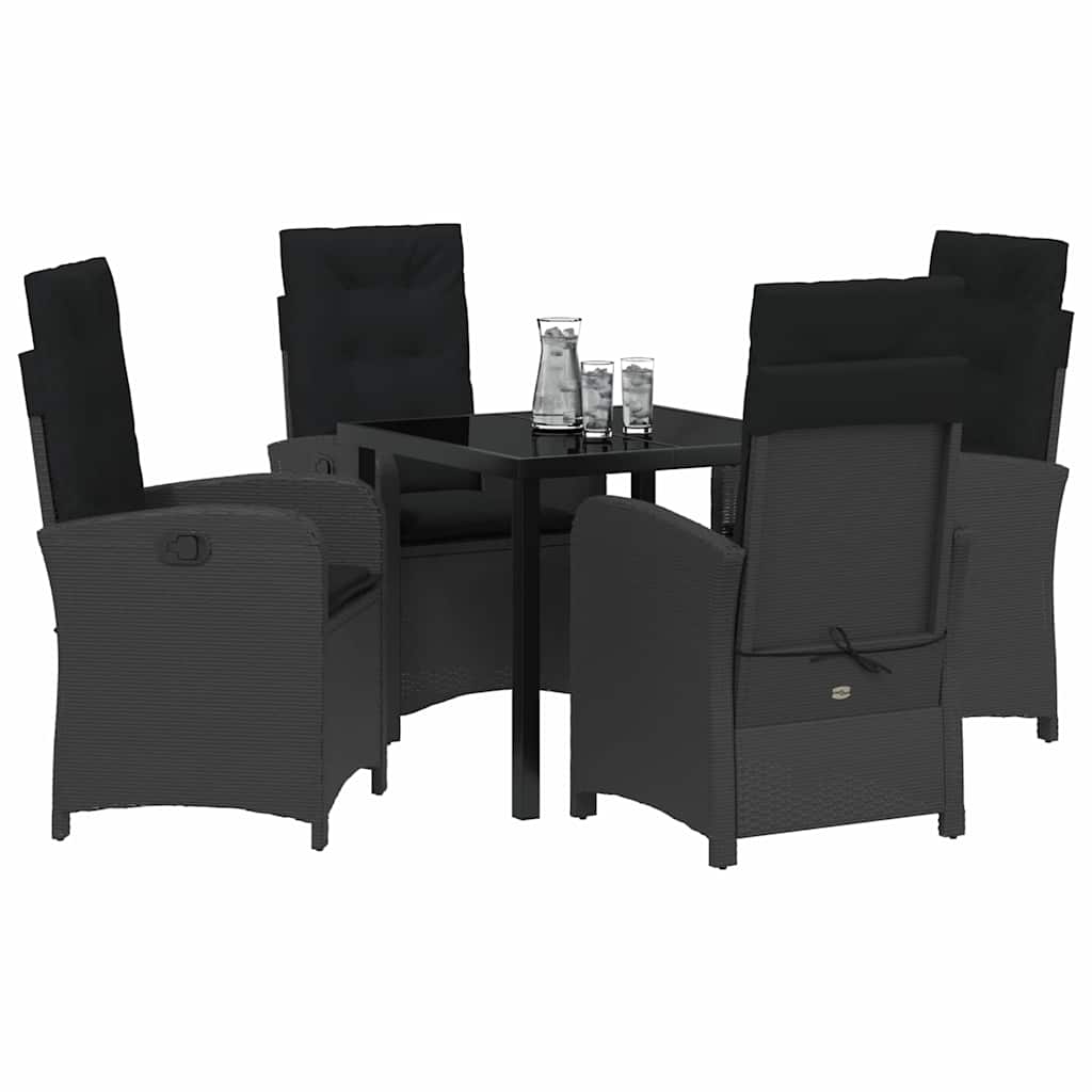 Set da Pranzo per Giardino 5 pcs Nero polyrattan - homemem39