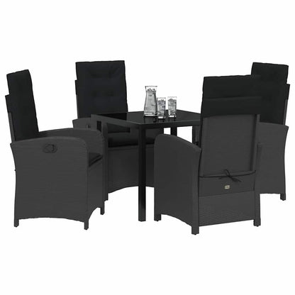 Set da Pranzo per Giardino 5 pcs Nero polyrattan - homemem39