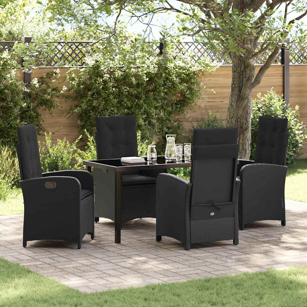 Set da Pranzo per Giardino 5 pcs Nero polyrattan - homemem39