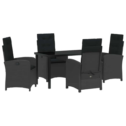 Set da Pranzo per Giardino 5 pcs Nero polyrattan - homemem39