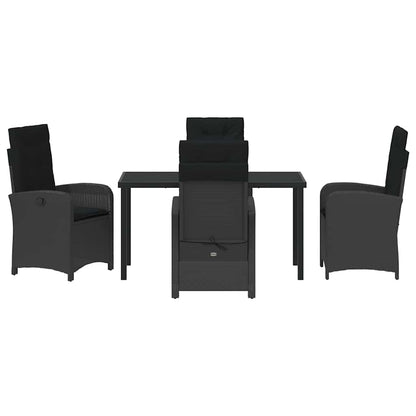 Set da Pranzo per Giardino 5 pcs Nero polyrattan - homemem39