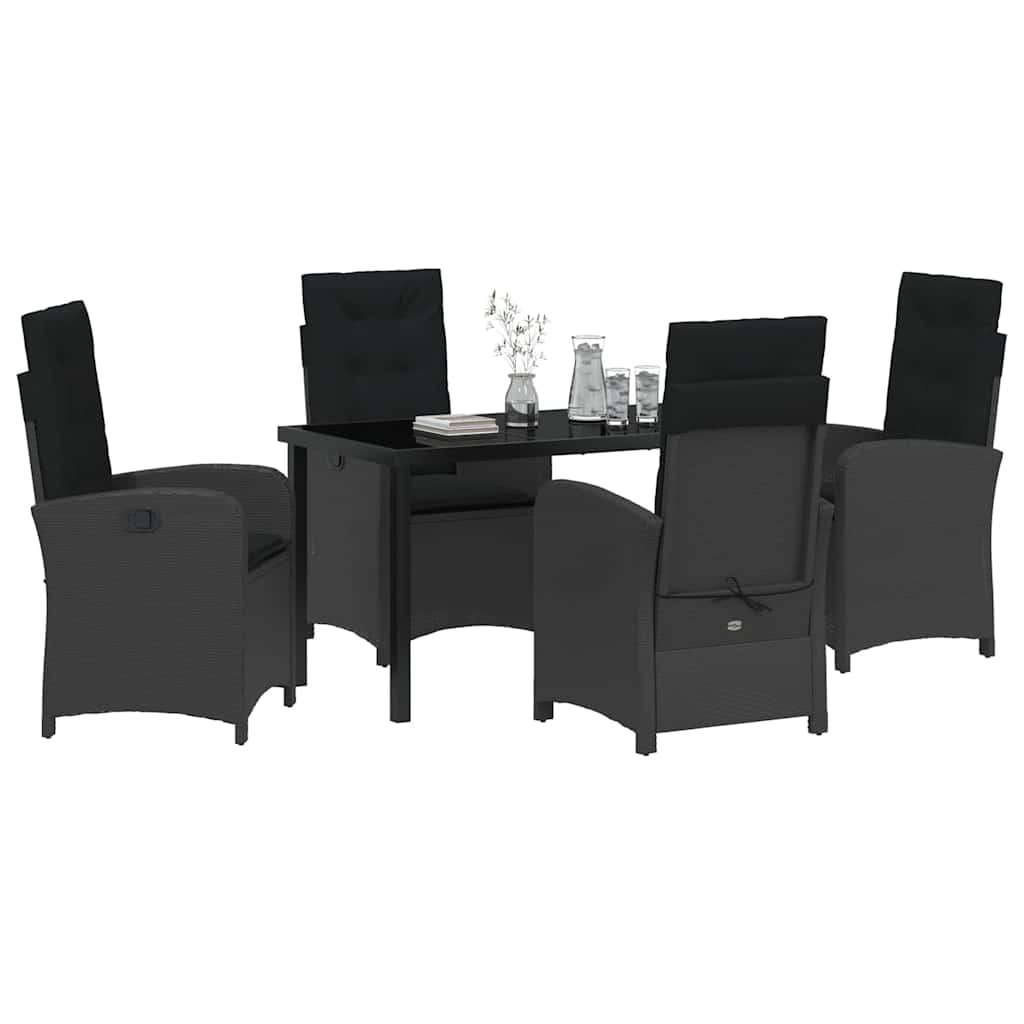Set da Pranzo per Giardino 5 pcs Nero polyrattan - homemem39