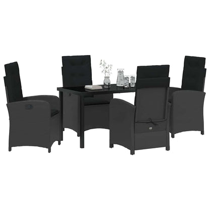 Set da Pranzo per Giardino 5 pcs Nero polyrattan - homemem39