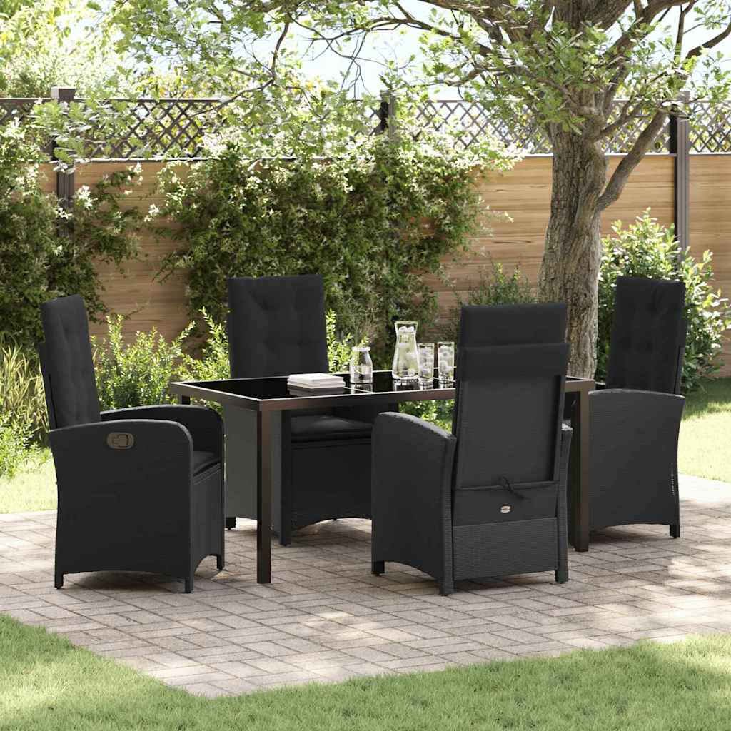 Set da Pranzo per Giardino 5 pcs Nero polyrattan - homemem39