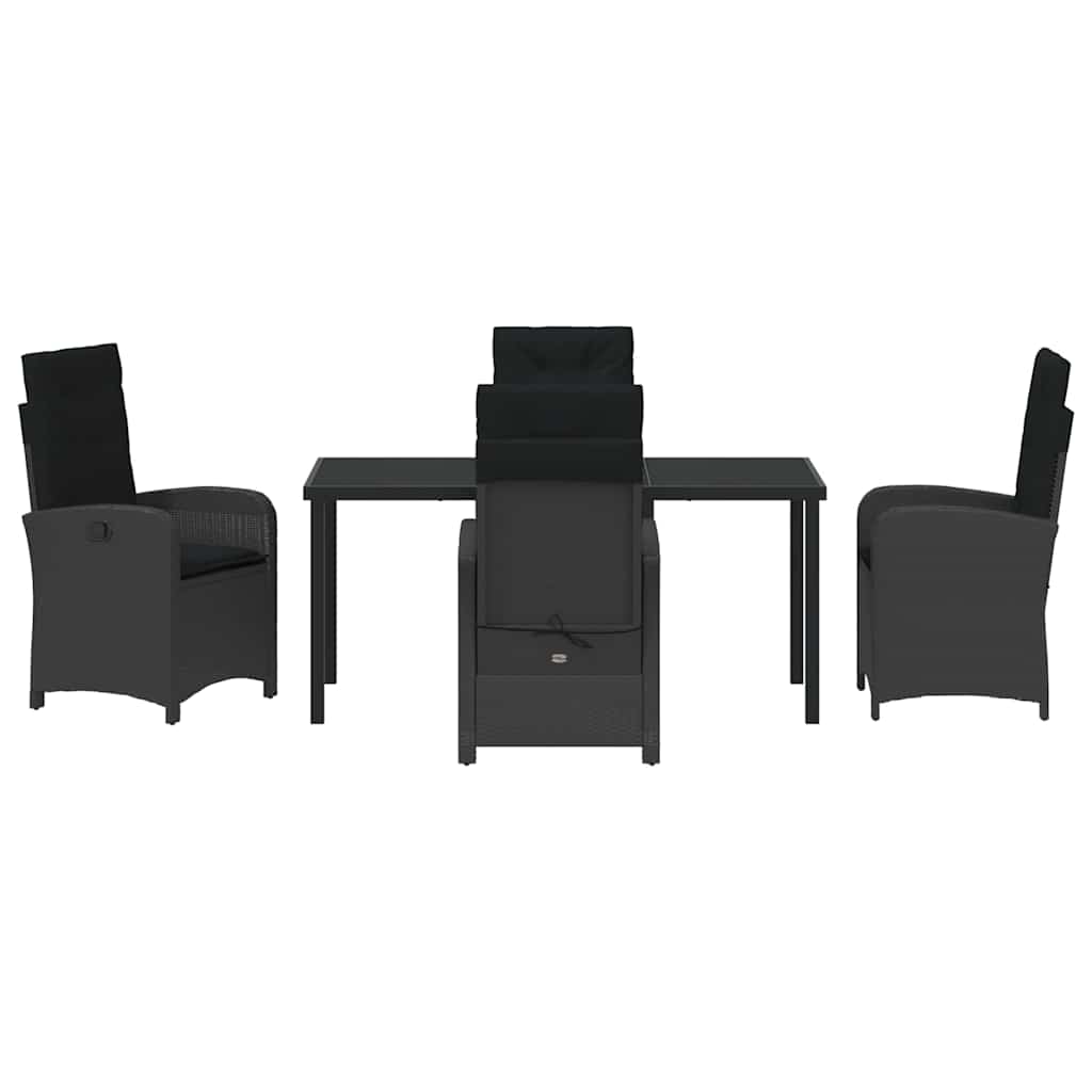 Set da Pranzo per Giardino 5 pcs Nero polyrattan - homemem39