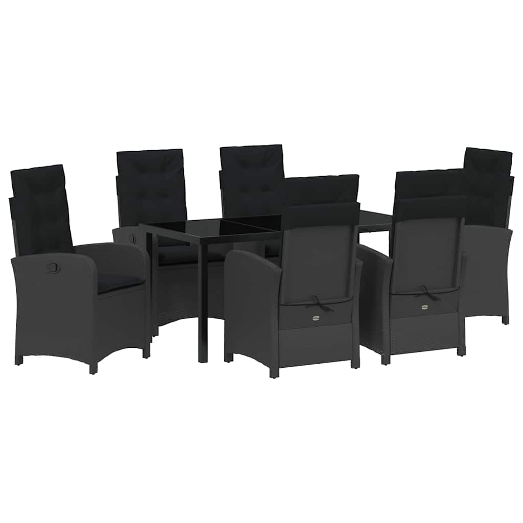 Set da Pranzo per Giardino 7 pcs Nero polyrattan - homemem39