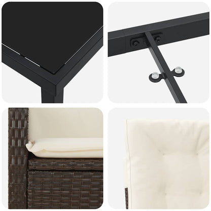 Set da Pranzo per Giardino 5 pcs Marrone polyrattan - homemem39