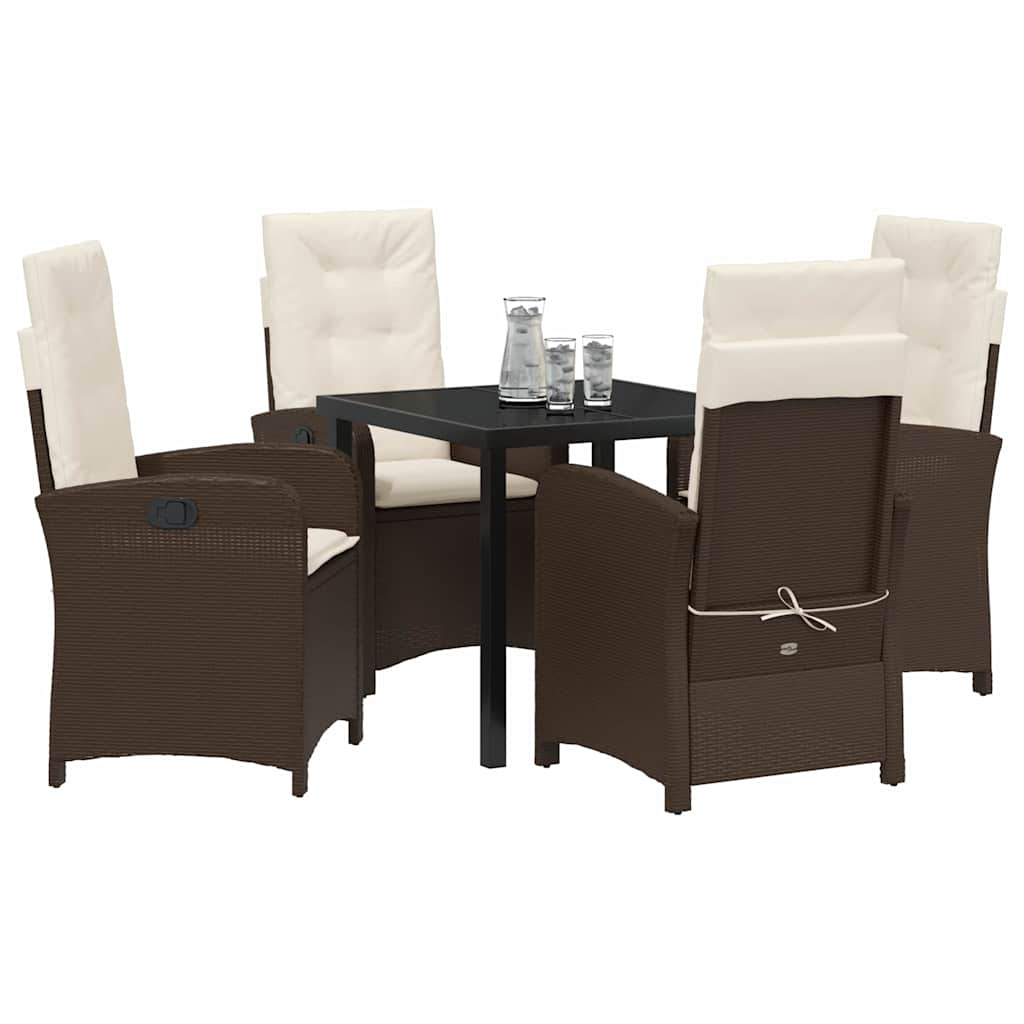 Set da Pranzo per Giardino 5 pcs Marrone polyrattan - homemem39