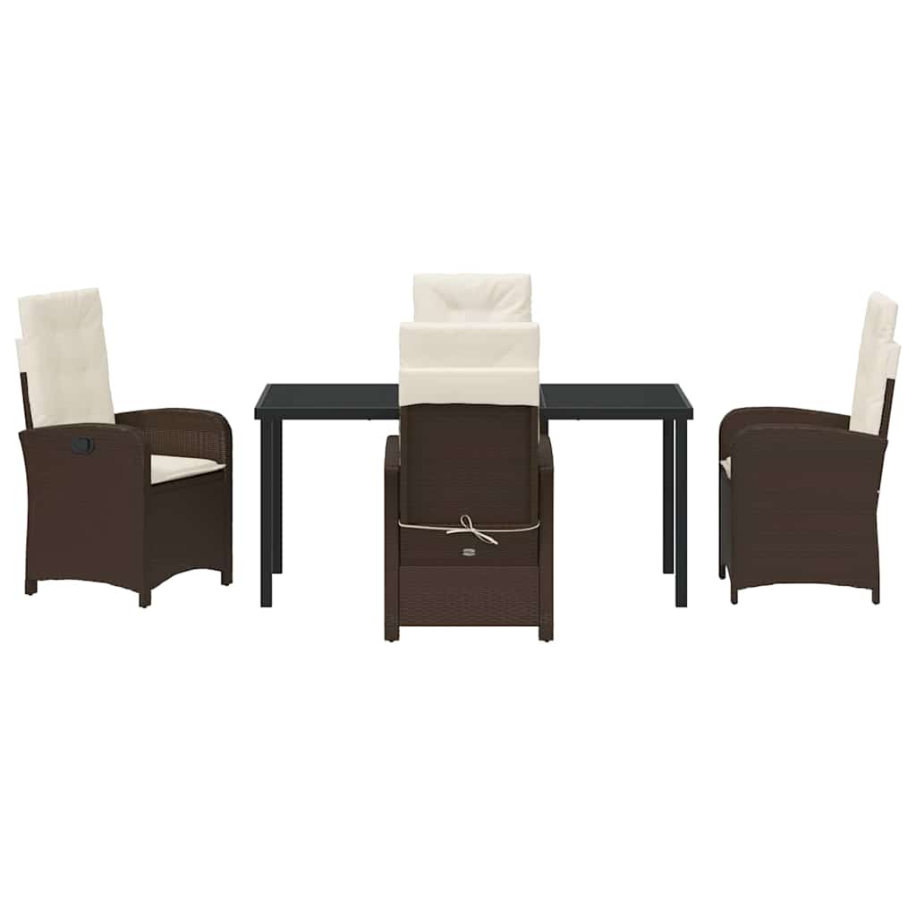 Set da Pranzo per Giardino 5 pcs Marrone polyrattan - homemem39