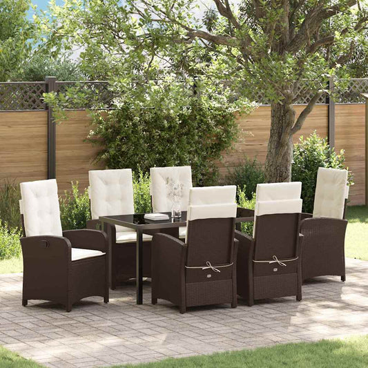 Set da Pranzo per Giardino 7 pcs Marrone polyrattan - homemem39