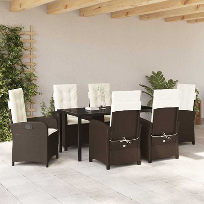 Set da Pranzo per Giardino 7 pcs Marrone polyrattan - homemem39