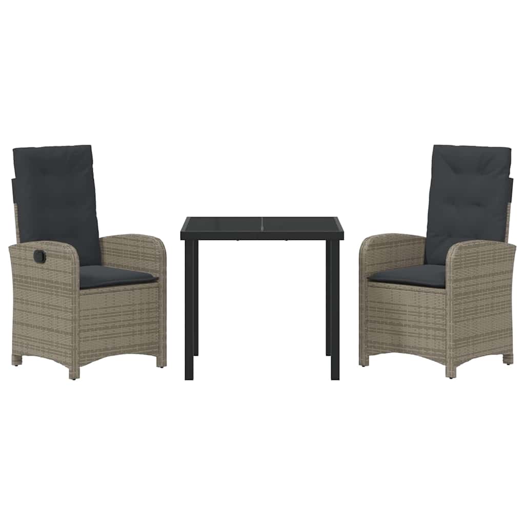 Set da Pranzo per Giardino 3 pcs Grigio polyrattan - homemem39