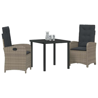 Set da Pranzo per Giardino 3 pcs Grigio polyrattan - homemem39