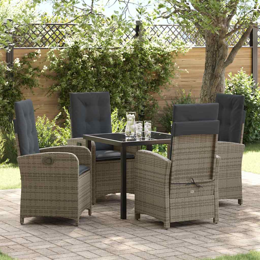Set da Pranzo per Giardino 5 pcs Grigio polyrattan - homemem39