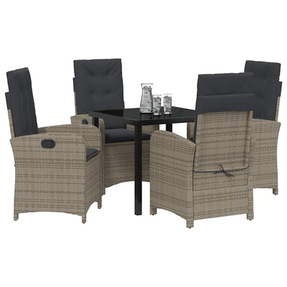 Set da Pranzo per Giardino 5 pcs Grigio polyrattan - homemem39