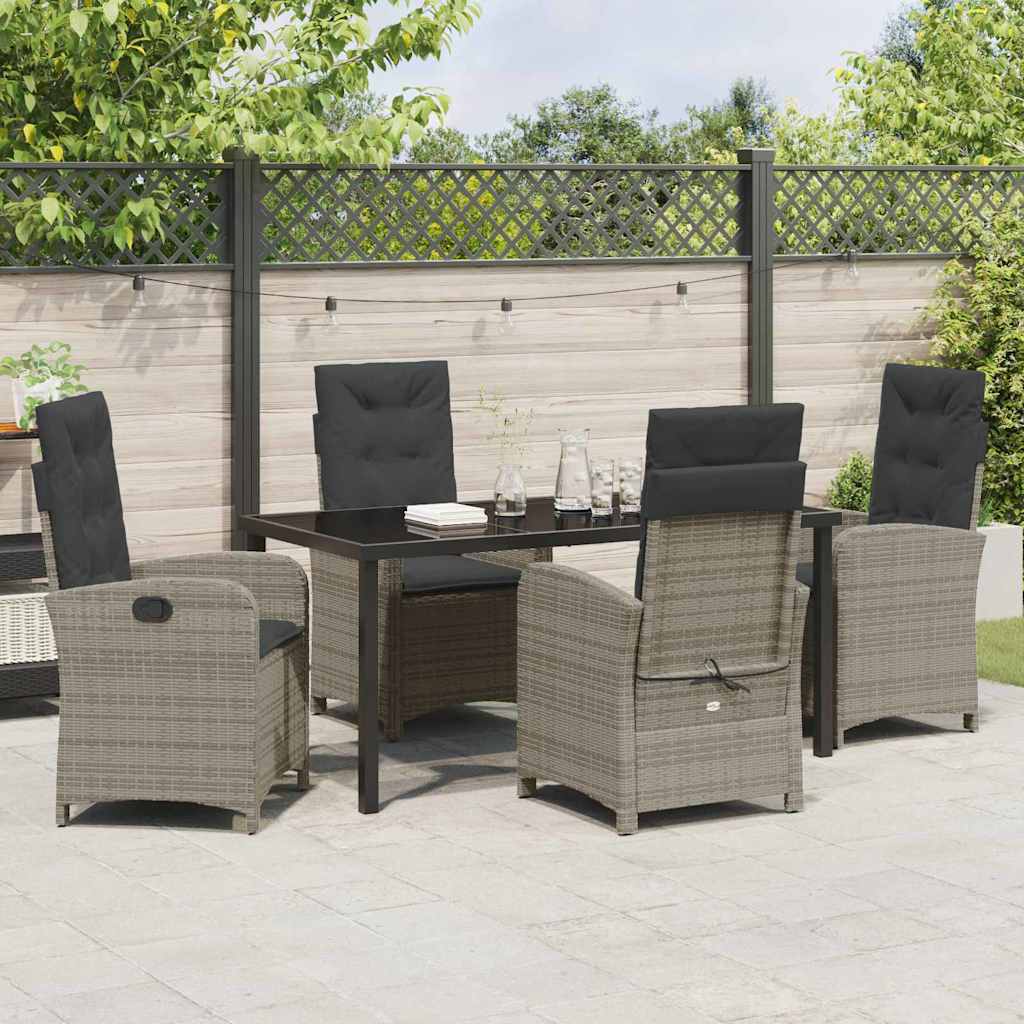 Set da Pranzo per Giardino 5 pcs Grigio polyrattan - homemem39