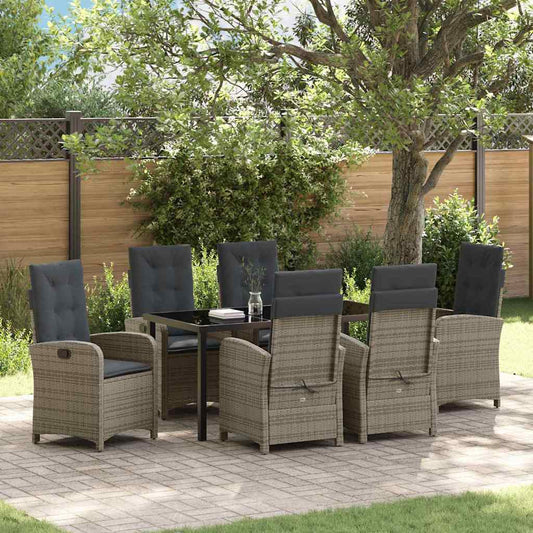 Set da Pranzo per Giardino 7 pcs Grigio polyrattan - homemem39