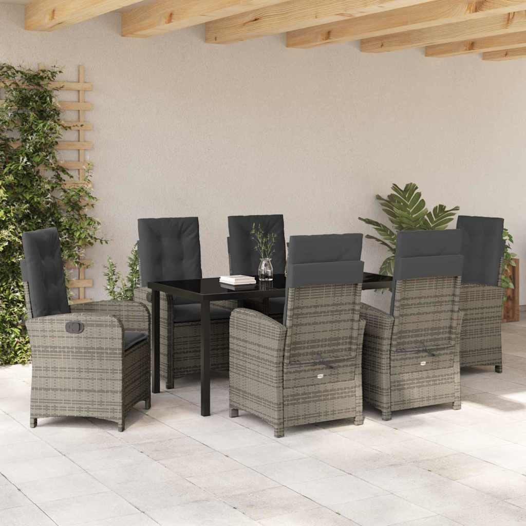 Set da Pranzo per Giardino 7 pcs Grigio polyrattan - homemem39