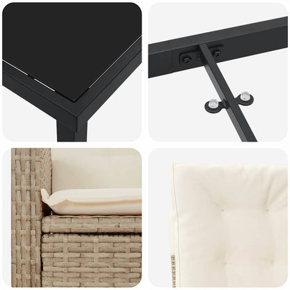 Set da Pranzo per Giardino 3 pcs Beige polyrattan - homemem39