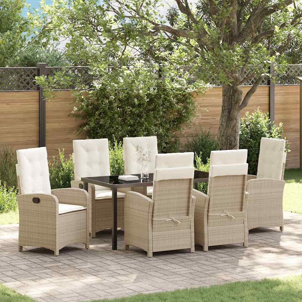 Set da Pranzo per Giardino 7 pcs Beige polyrattan - homemem39
