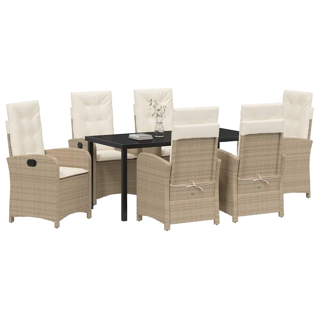 Set da Pranzo per Giardino 7 pcs Beige polyrattan - homemem39