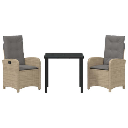 Set da Pranzo per Giardino 3 pcs Beige polyrattan - homemem39