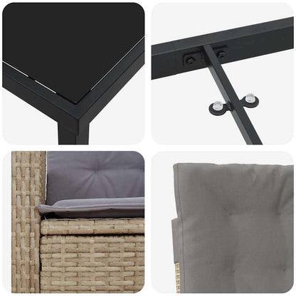 Set da Pranzo per Giardino 5 pcs Beige polyrattan - homemem39