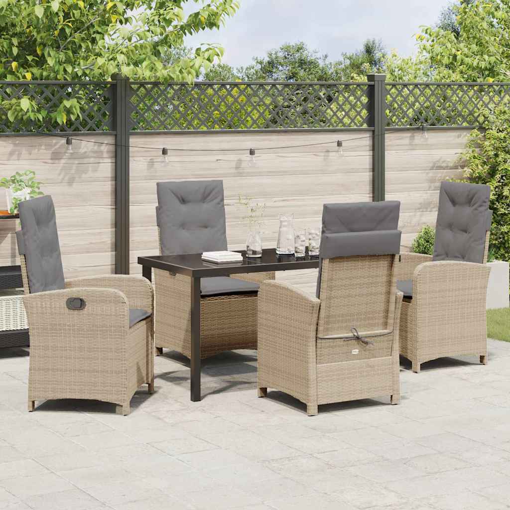 Set da Pranzo per Giardino 5 pcs Beige polyrattan - homemem39