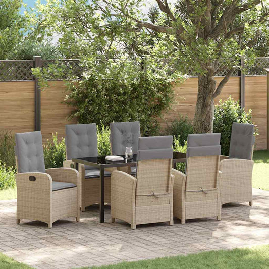 Set da Pranzo per Giardino 7 pcs Beige polyrattan - homemem39