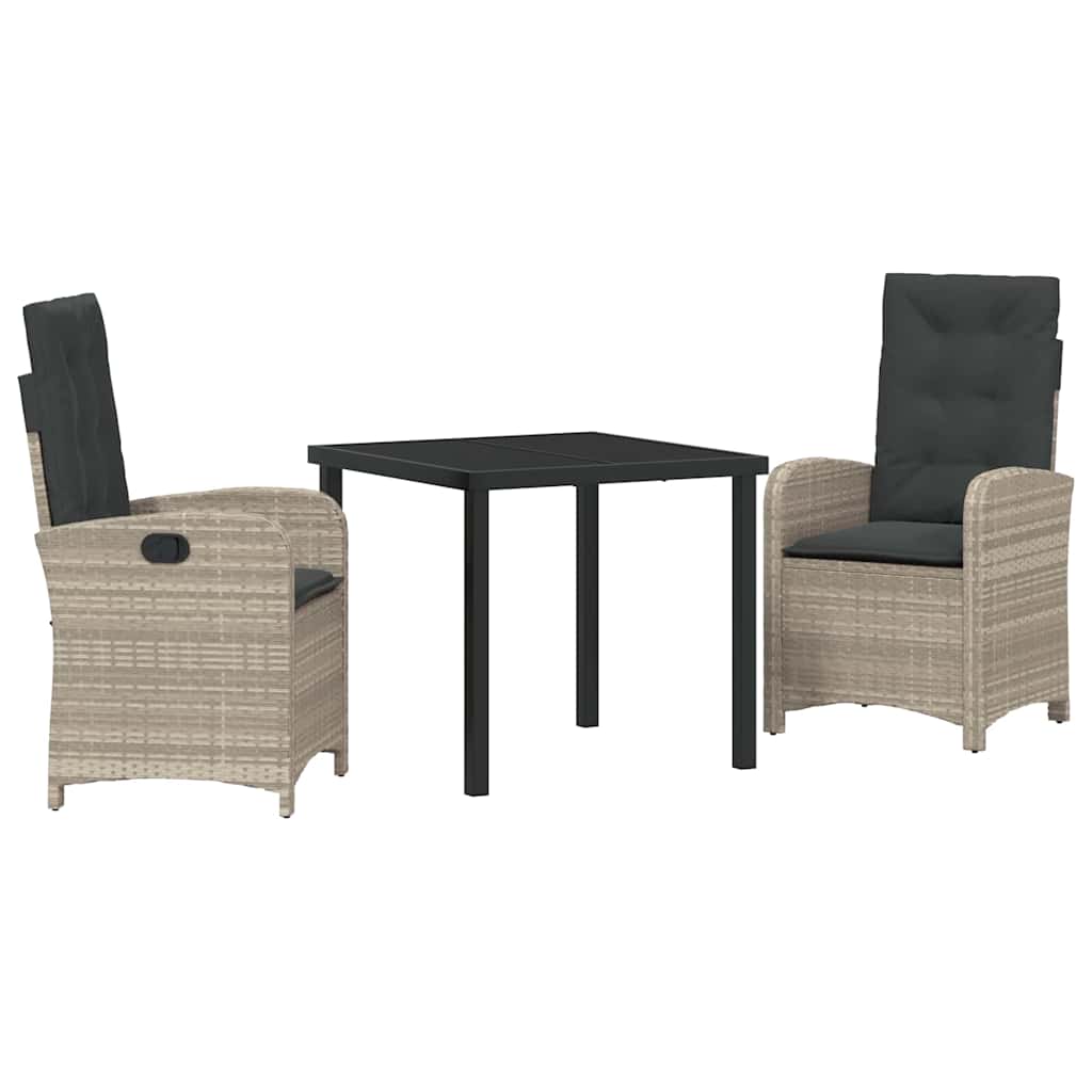 Set da Pranzo per Giardino 3 pcs Grigio chiaro polyrattan - homemem39