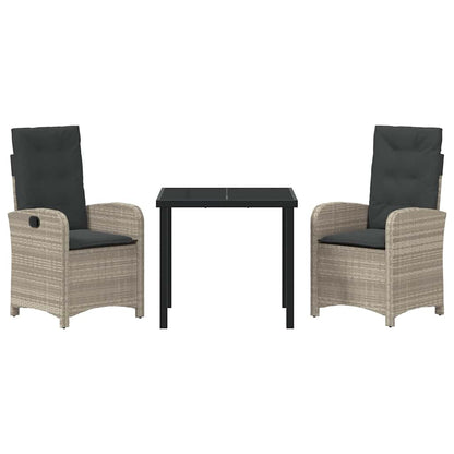 Set da Pranzo per Giardino 3 pcs Grigio chiaro polyrattan - homemem39