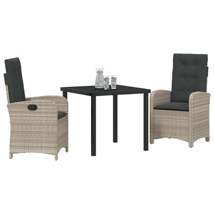 Set da Pranzo per Giardino 3 pcs Grigio chiaro polyrattan - homemem39