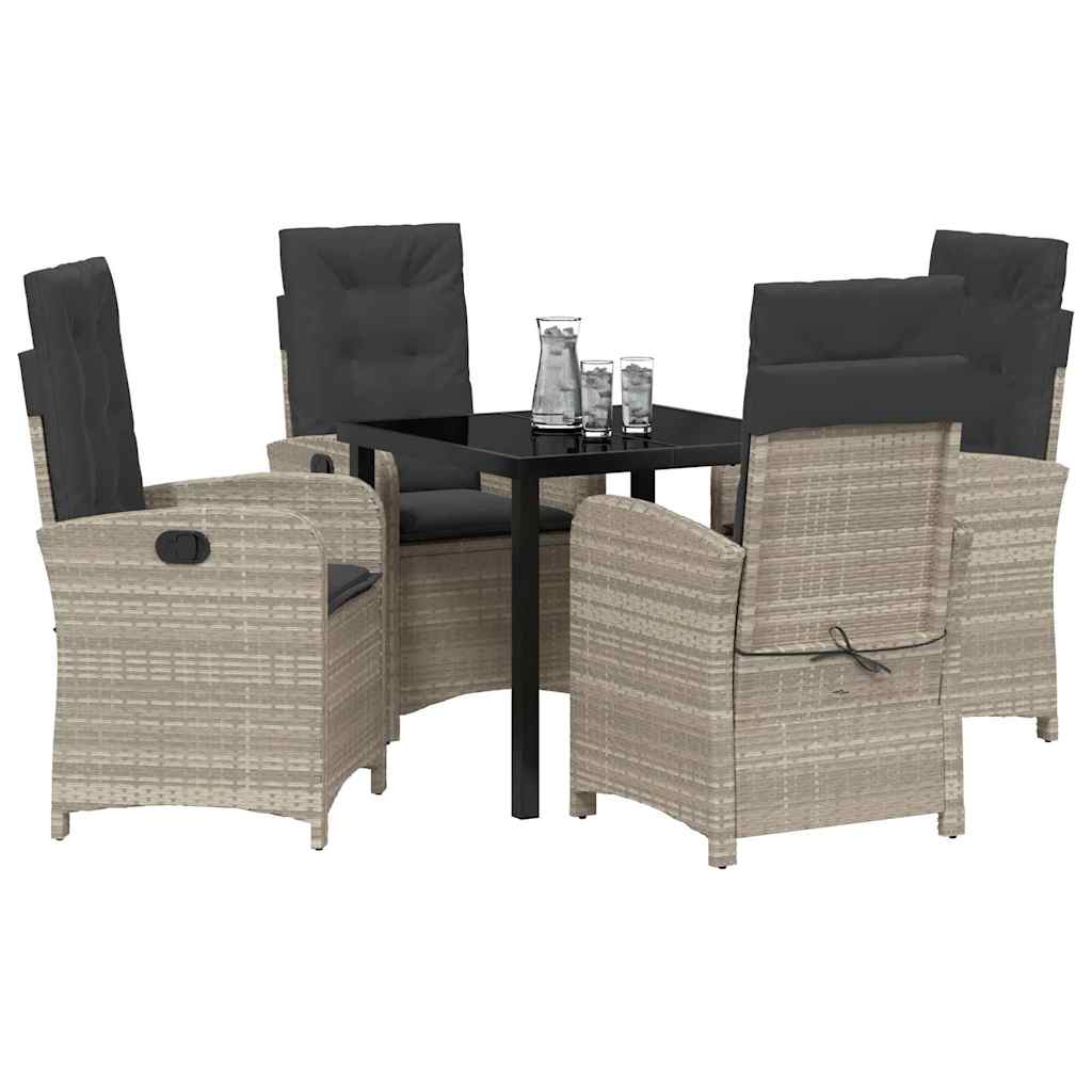 Set da Pranzo per Giardino 5 pcs Grigio chiaro polyrattan - homemem39