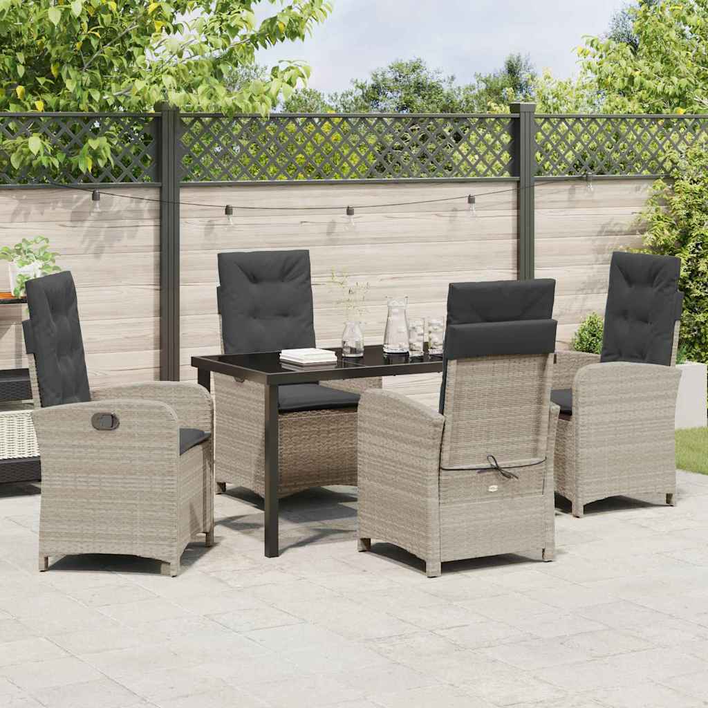 Set da Pranzo per Giardino 5 pcs Grigio chiaro polyrattan - homemem39