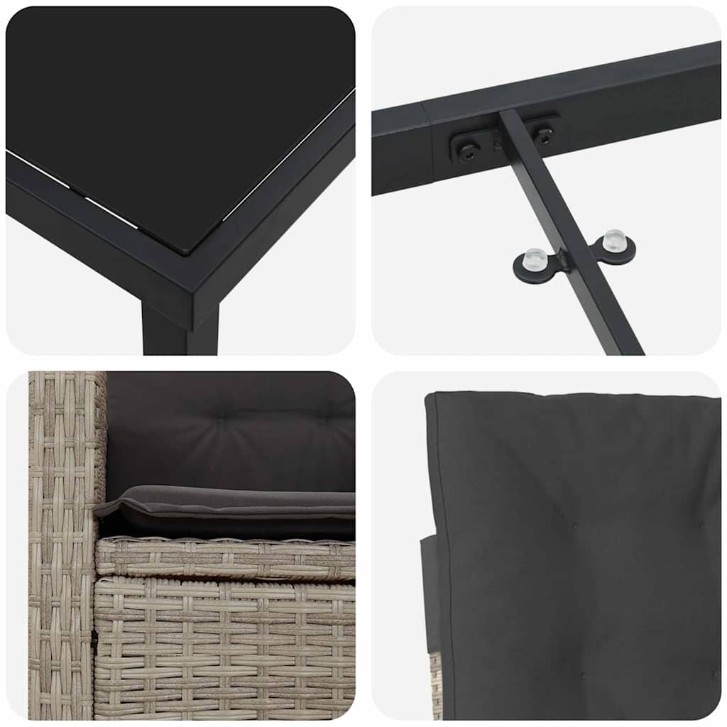 Set da Pranzo per Giardino 5 pcs Grigio chiaro polyrattan - homemem39