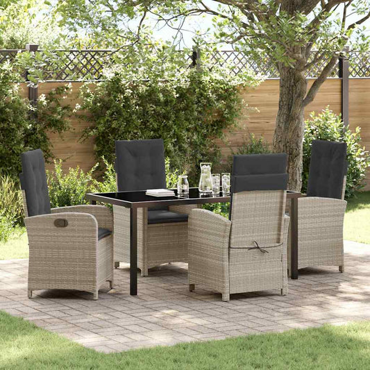 Set da Pranzo per Giardino 5 pcs Grigio chiaro polyrattan - homemem39