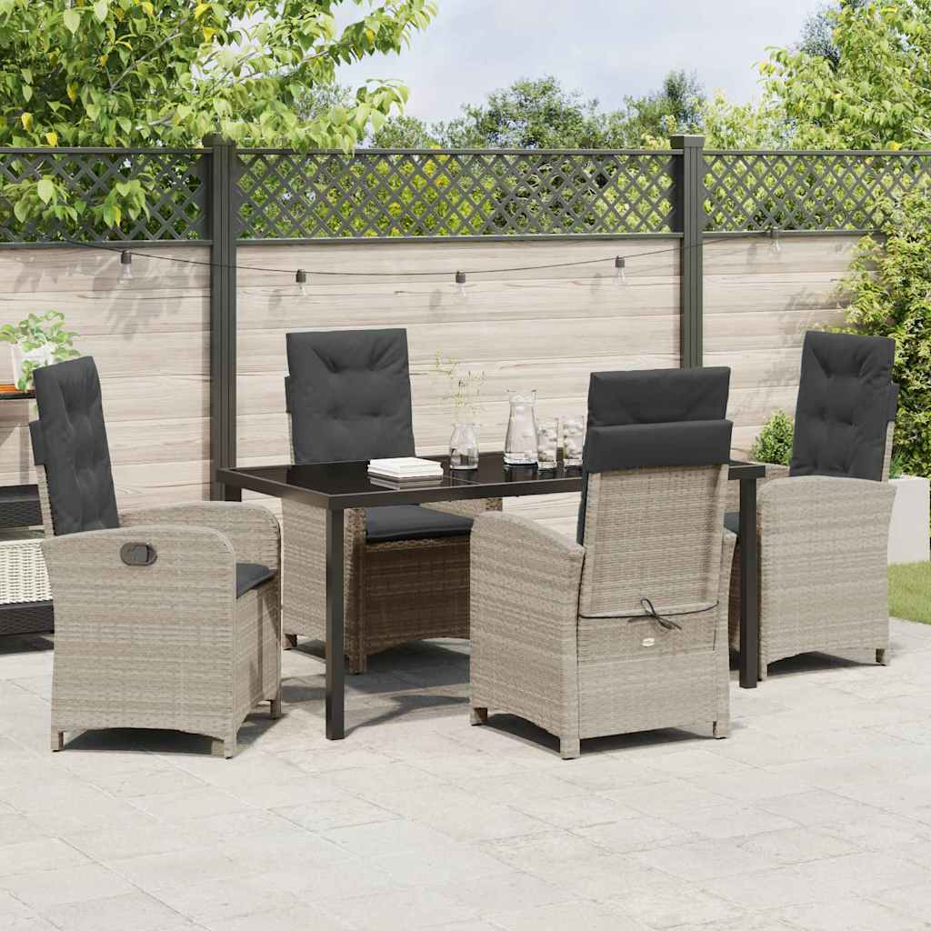 Set da Pranzo per Giardino 5 pcs Grigio chiaro polyrattan - homemem39