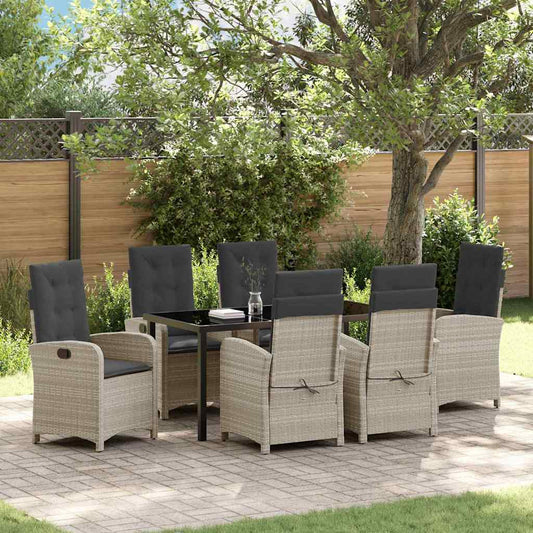 Set da Pranzo per Giardino 7 pcs Grigio chiaro polyrattan - homemem39