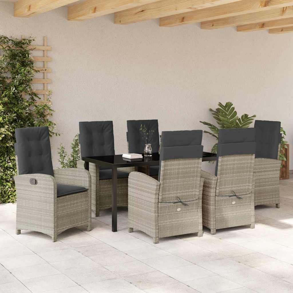 Set da Pranzo per Giardino 7 pcs Grigio chiaro polyrattan - homemem39