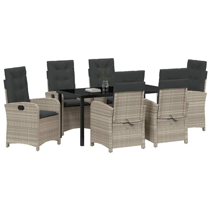 Set da Pranzo per Giardino 7 pcs Grigio chiaro polyrattan - homemem39