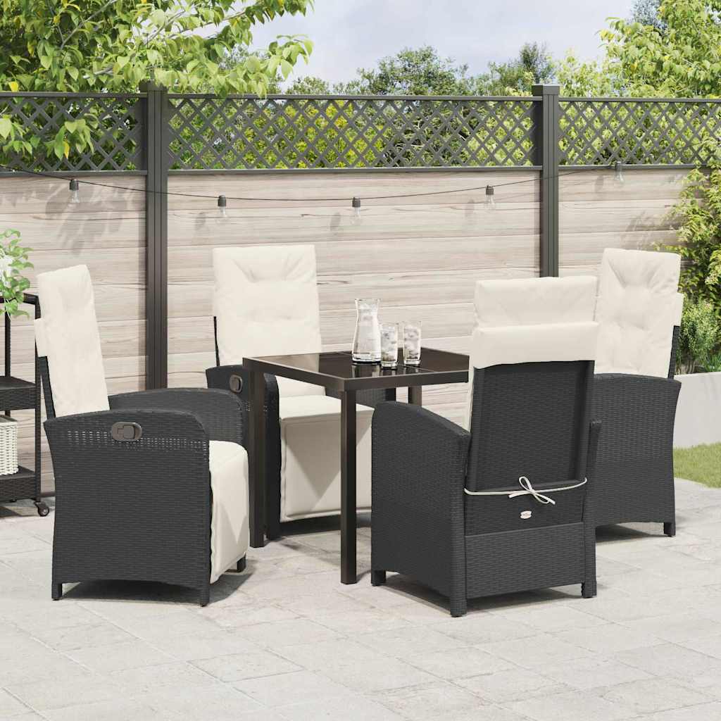 Set da Pranzo per Giardino 5 pcs Nero polyrattan - homemem39