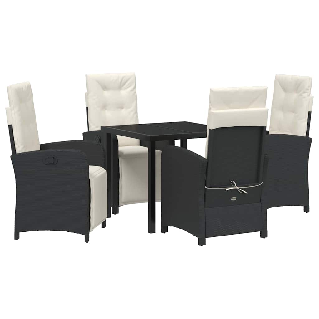 Set da Pranzo per Giardino 5 pcs Nero polyrattan - homemem39